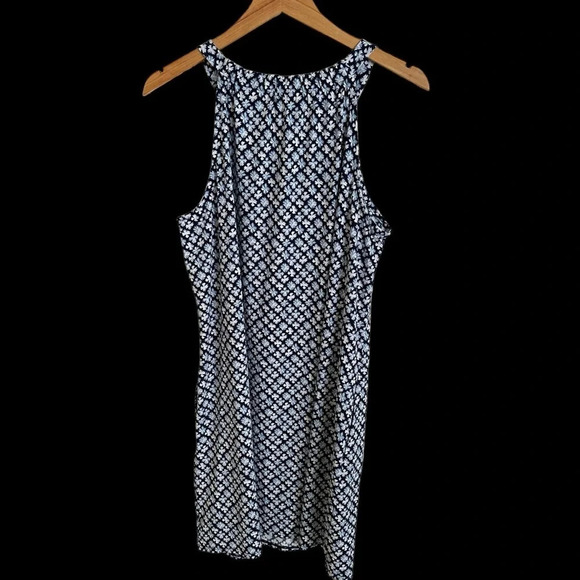 Lands End Womens Large 14 16 Blue Print High Neck Keyhole Active Dress Summer L - Picture 2 of 5